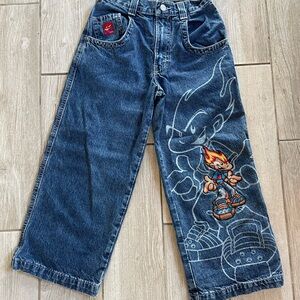 Flame head Kids Blue Jeans with rare Graphic Design